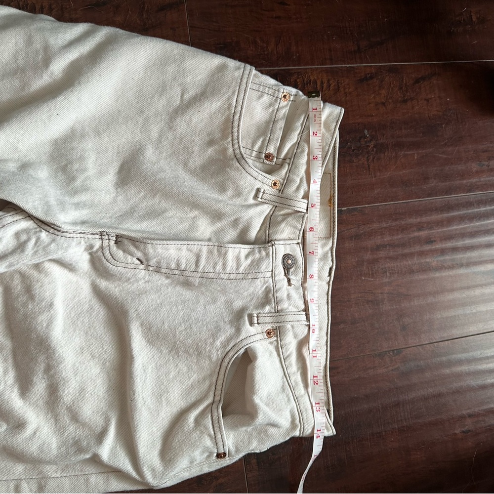 Levi’s Cream white denim jeans raw hem 550 relaxed fit vintage - Picture 7 of 8